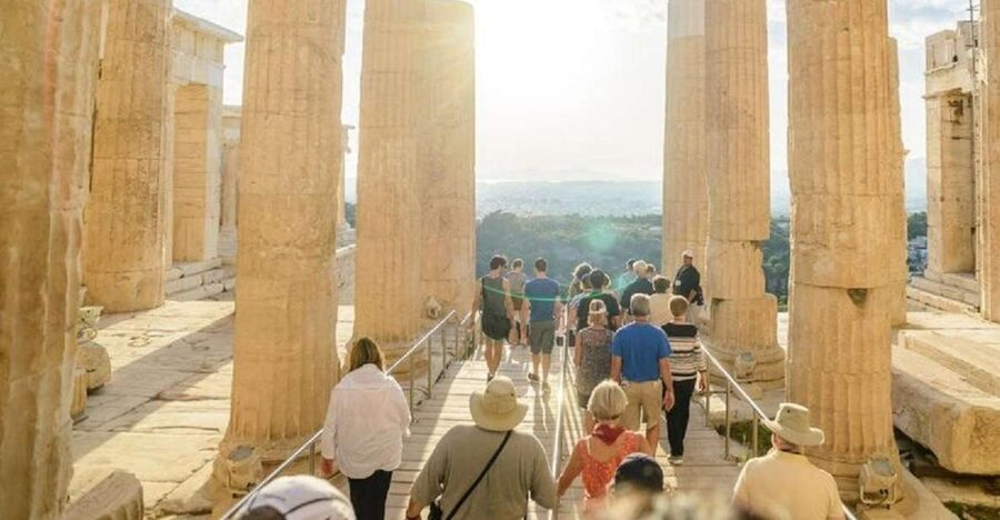 Athens: The Acropolis Walking Group Tour with a French Guide - Climbing the Acropolis hill