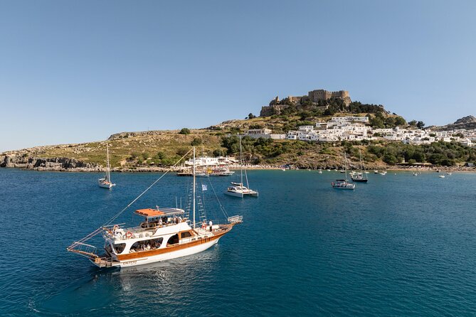 Bay to Bay Cruise in Lindos - A six-hour cruise for swimming, not sightseeing from the deck