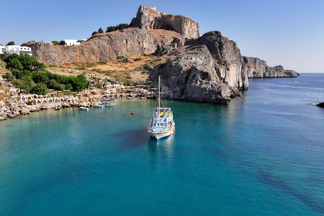 Bay to Bay Cruise in Lindos - Agathi Beach combines swimming, lunch, and fruit