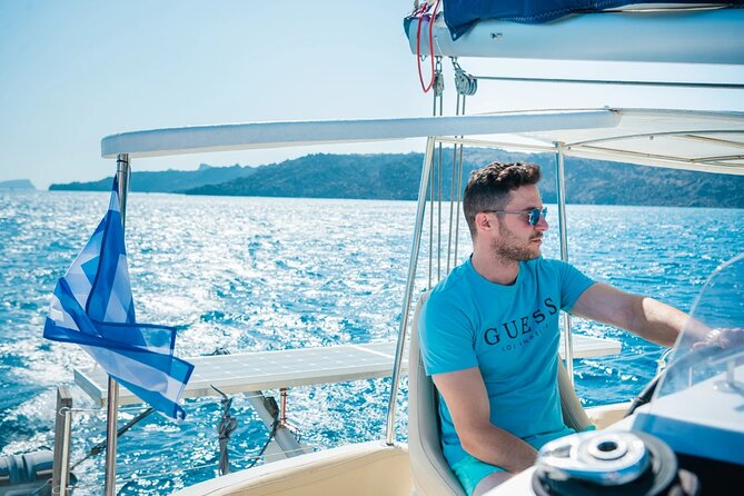 Best of Santorini Private Half-Day Catamaran Cruise with transfer and meal - Nea Kameni and the volcanic center of the caldera