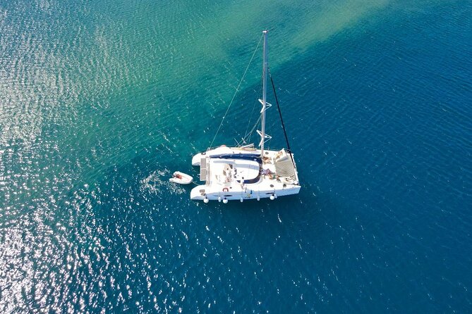 Best of Santorini Private Half-Day Catamaran Cruise with transfer and meal - Fira, Firostefani, and the old port from below