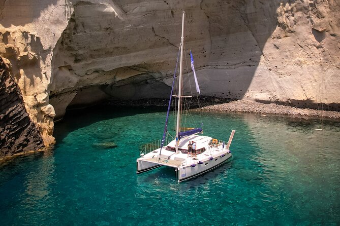 Catamaran Full-Day of Milos and Poliegos With Lunch & BBQ - Theiorychia and Milos’s sulfur industry