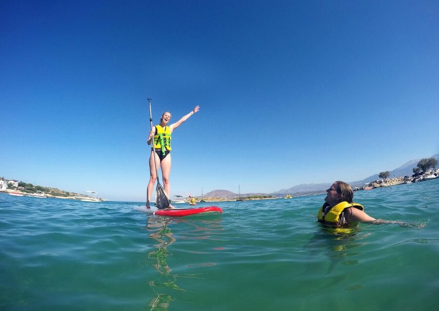 Chania: Boat Trip with Guided Snorkeling & Stand-Up Paddling - Stand-up paddling in calm Crete water