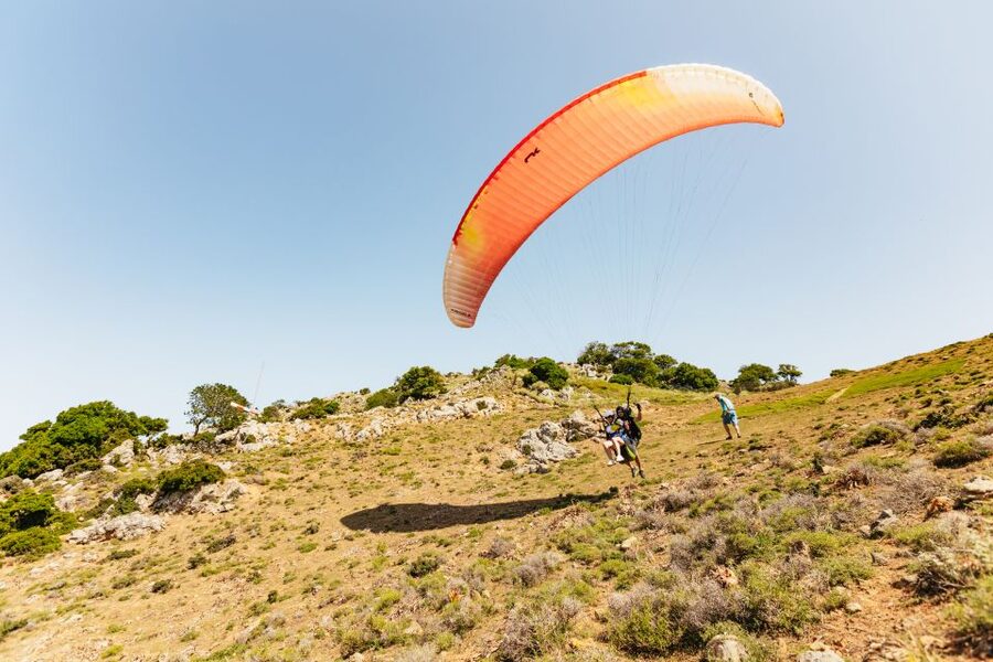 Chania: Tandem Paragliding Flight in Crete - The briefing, harness, and first few steps