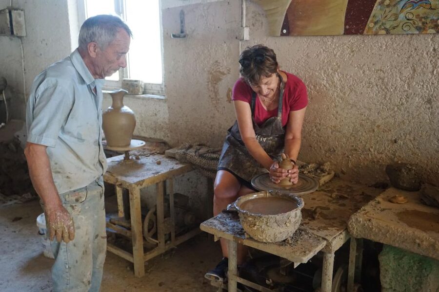 Crete: Full-Day Cretan Wines, Olive Oil, Raki and Food Tour - The old wine press and Cretan raki