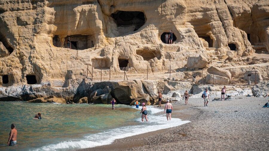 Crete: Matala Beach and Hippie caves, Red beach - Walking to Red Beach