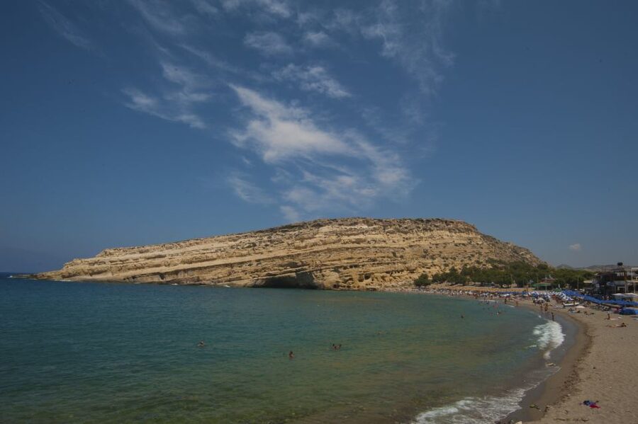 Crete: Matala Beach and Hippie caves, Red beach - Food, shopping, and the Matala mood