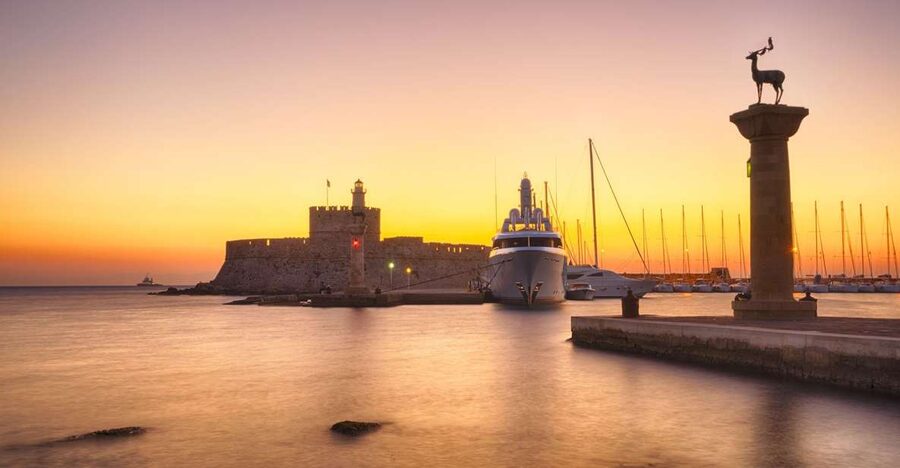 Faliraki: Evening RIB Cruise with Champagne and Sunset Views - Rhodes town, the harbor, and the Colossus viewpoint