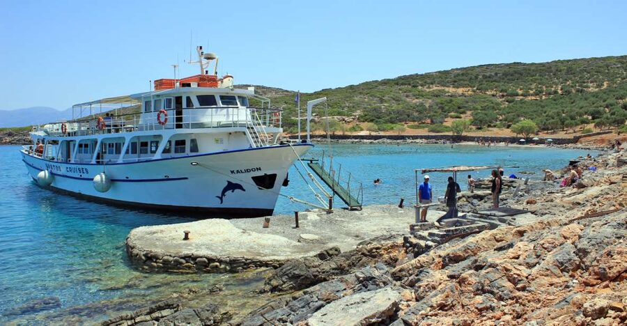 From Ag. Nikolaos: Spinalonga & Kolokytha Cruise with Lunch - Leaving Agios Nikolaos through Mirabello Bay