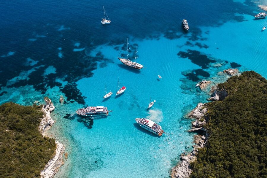 From Benitses/Lefkimmi: Paxos, Antipaxos & Caves Day Cruise - The long crossing across the Ionian Sea