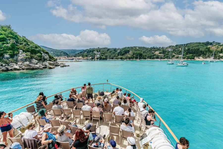 From Corfu Island: Antipaxos & Paxos Blue Caves Boat Cruise - Lakka: two hours in a small Paxos harbor