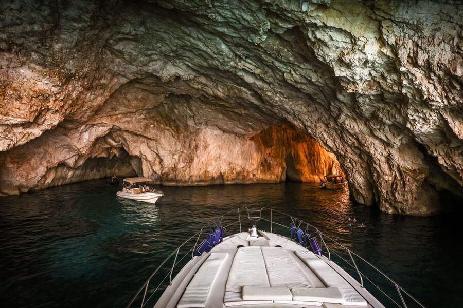 From Corfu: Luxury Yacht Cruise to Paxos and Antipaxos - The Blue Caves of Papardi and Poseidona