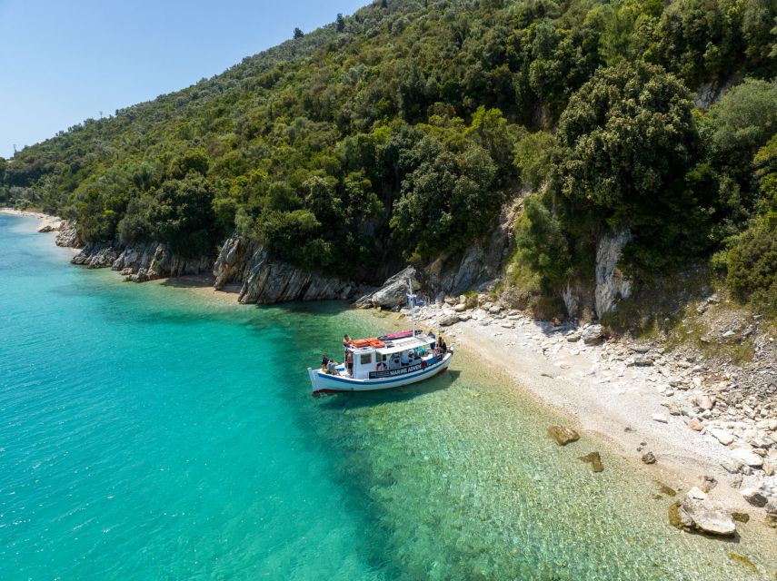 From Nidri: Marine Wildlife Cruise with Lunch and Swim Stops - Entering the caves and blue water