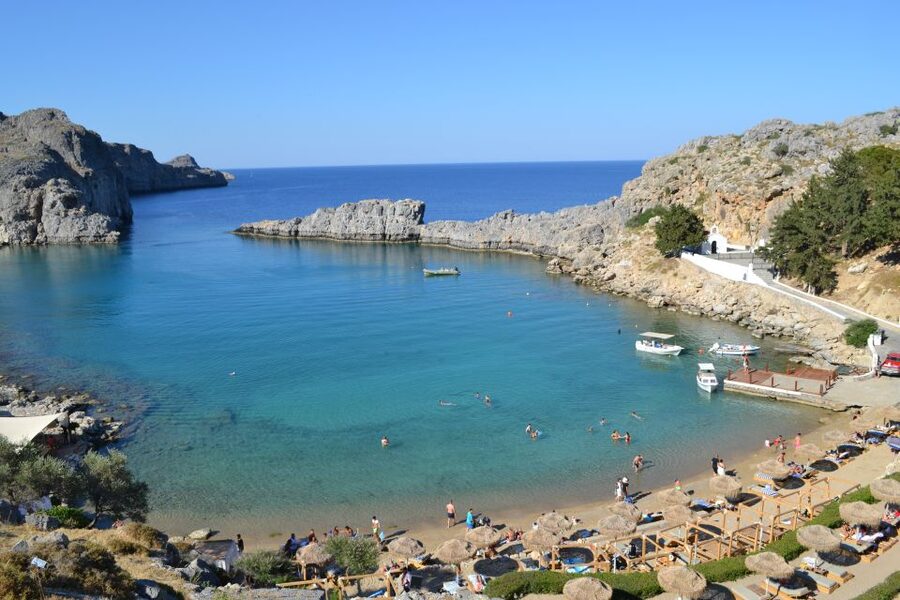 From Rhodes: Lindos and 7 Springs Valley Bus Tour - The first Lindos photo stop