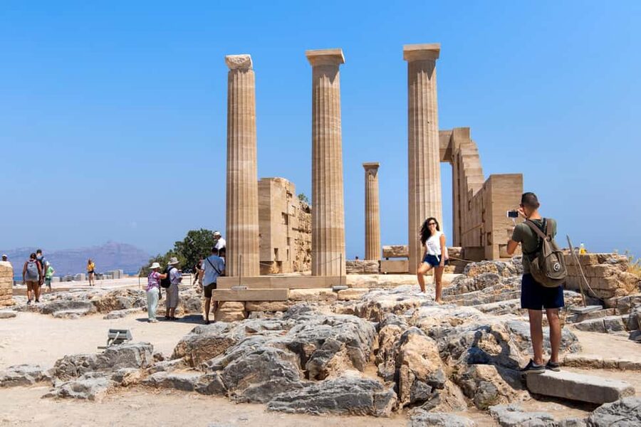 From Rhodes Town: Day Trip to Lindos - The Acropolis of Lindos and the uphill climb