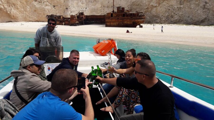 From St.Nikolaos: Boat Cruise to Navagio Beach & Blue Caves - The speed boat ride along Zakynthos