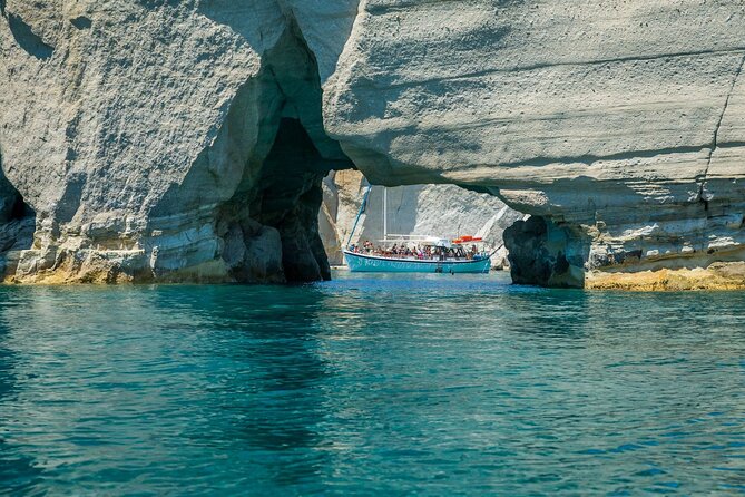 Half Day Boat Tour to Kleftiko Milos - Gerontas Beach: the first 30-minute swim