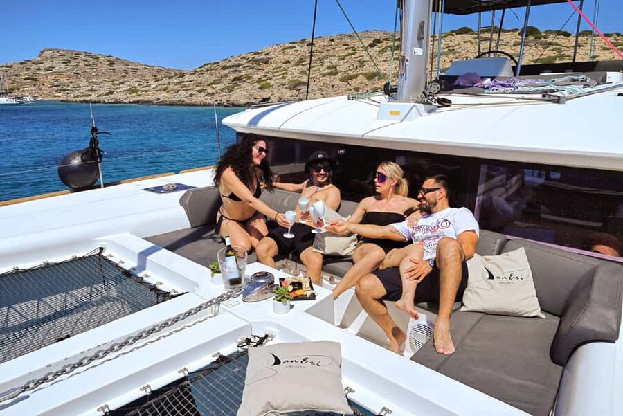 Heraklion: Dia Catamaran Tour - Lunch, Open Bar & Snorkeling - The catamaran makes the journey part of the experience