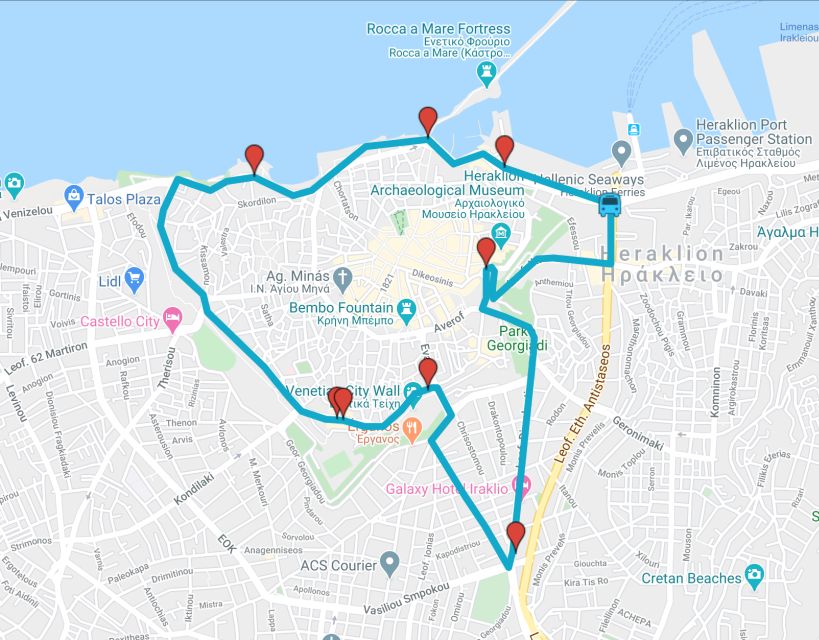 Heraklion: Hop-on Hop-off Open Top Bus Sightseeing Tour - Old Port Square and the harbor side