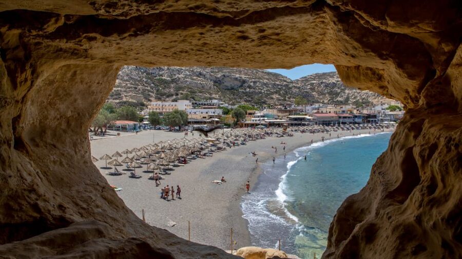 Heraklion: Matala Beach, Hippie Caves & Odigitria Monastery - Lunch, shops, and the easy side of Matala