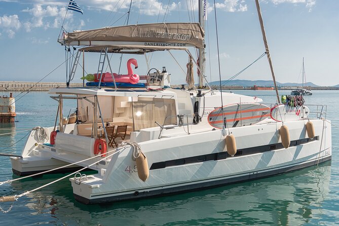 Hersonissos: Luxury Sunset Catamaran Cruise Sushi & Open Bar - The Saint George Bay setting