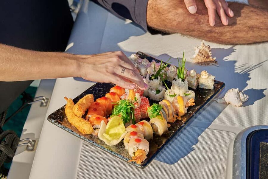 Hersonissos: Sunset Catamaran Cruise with Snacks and Drinks - Agios Georgios Bay and two hours on the water