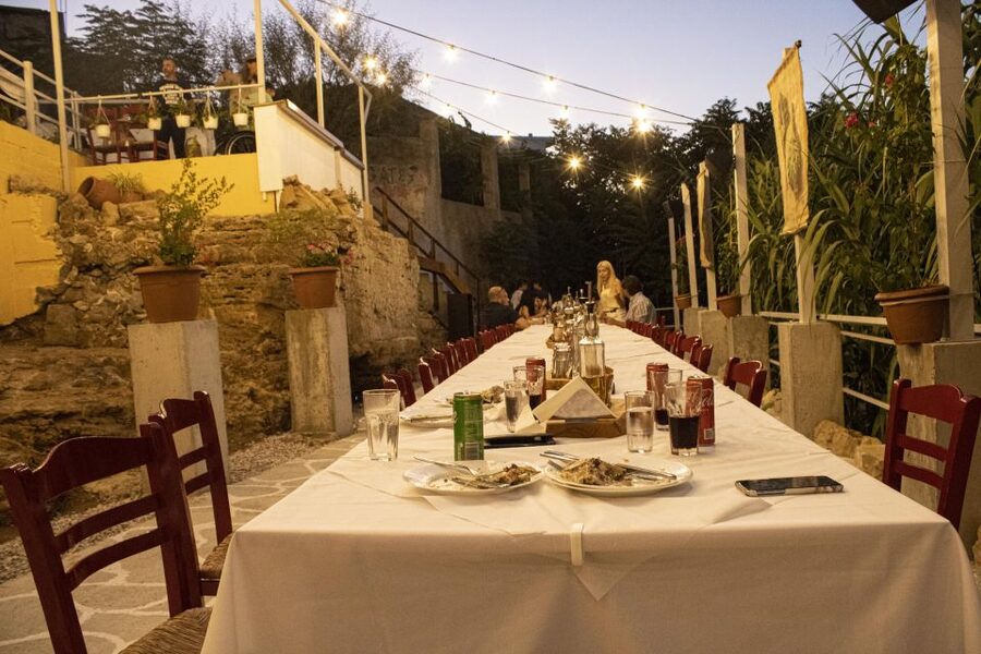 Kissamos: Greek Night with Buffet Dinner and Plate Smashing - Learning the Cretan dance steps