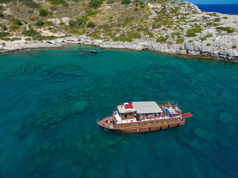 Kolympia : Transfer & Cruise to Lindos with 3 Swimming Stops - Food, drinks, shade, and comfort onboard