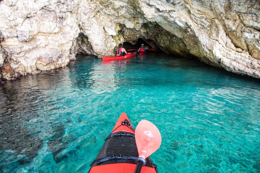 Lefkada: Full Day Sea Kayaking Tour - Skorpios and the Onassis connection