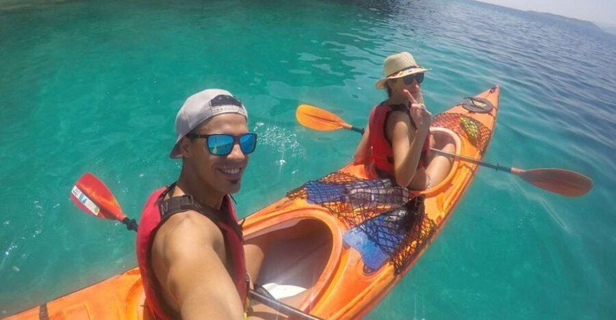 Lefkada: Hidden Blue Cave Kayak Trip with Lunch & Fruits - Coffee, fruit, and the practical snack break