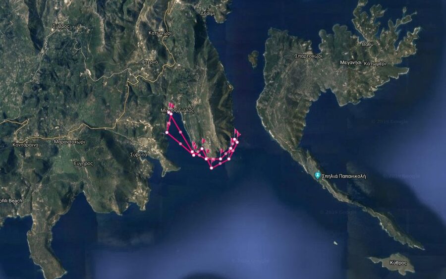 Lefkada: Hidden Blue Cave Kayak Trip with Lunch & Fruits - Paddling southeast along Lefkada’s coast