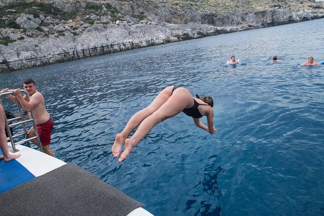 Lindos Full Day Boat Tour with Swimming - Is a boat for up to 245 people right for you?