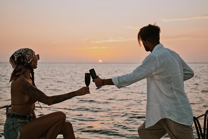 Luxury Santorini Sunset Cruise: Dinner, BBQ, Open Bar, Transfers - Sulfur Waters Near The Volcano Of Santorini