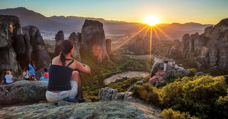 Meteora: Majestic Sunset Tour & Monasteries with Local Guide - First views from the minibus