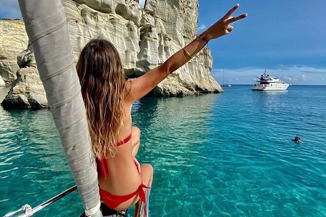 Milos and Polyaigos Full Day Cruise with Meals and Snorkelling - Sulphur mines and the emerald water of Gerakas