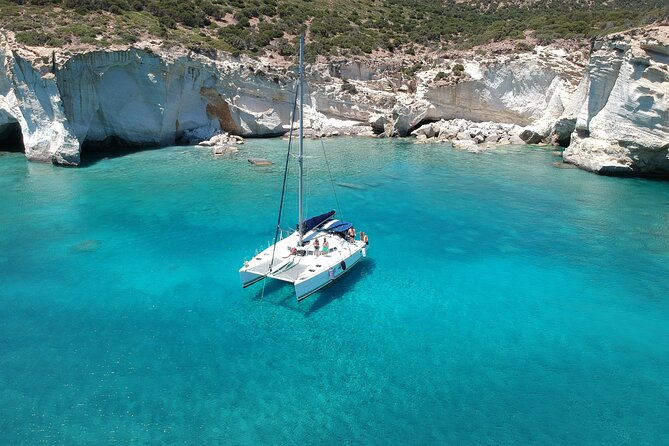 Milos caves snorkelling Catamaran Cruise in a small group - Kalogries Beach: a gentle first swim