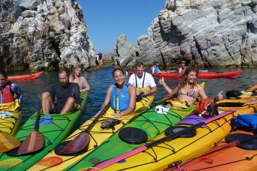 Milos: Guided Kayaking Trip with Snorkelling & Lunch - The first hour: cliffs, caves, and rock gardens