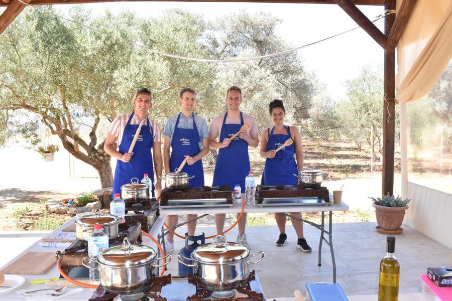 Moires: Cooking Class and Olive Oil Tasting at a Family Farm - Eating beneath the wooden roof