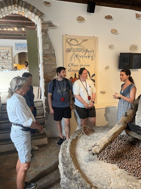 Naxos: Private E-Bike Tour with Farm Lunch - An old stone olive press and a taste of Naxian oil