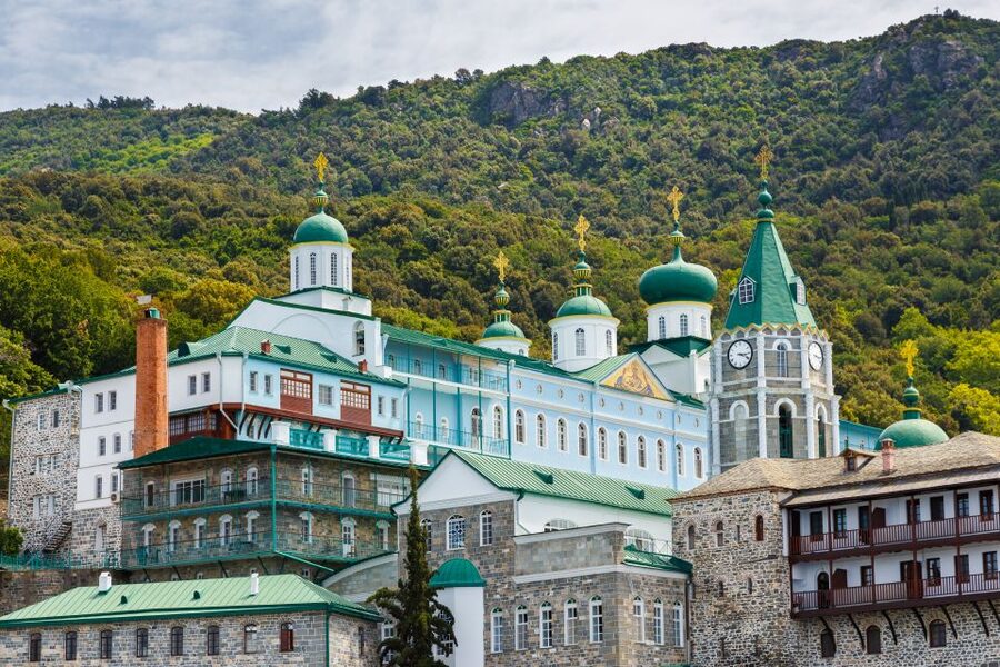 Ouranoupoli: Mount Athos Sightseeing Glass-Bottom Boat Tour - Passing Drenia on the way back