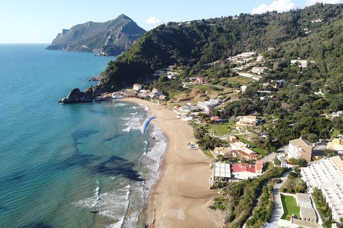 Paragliding Tandem Flight in Corfu - Kontogialos Beach and the sea below