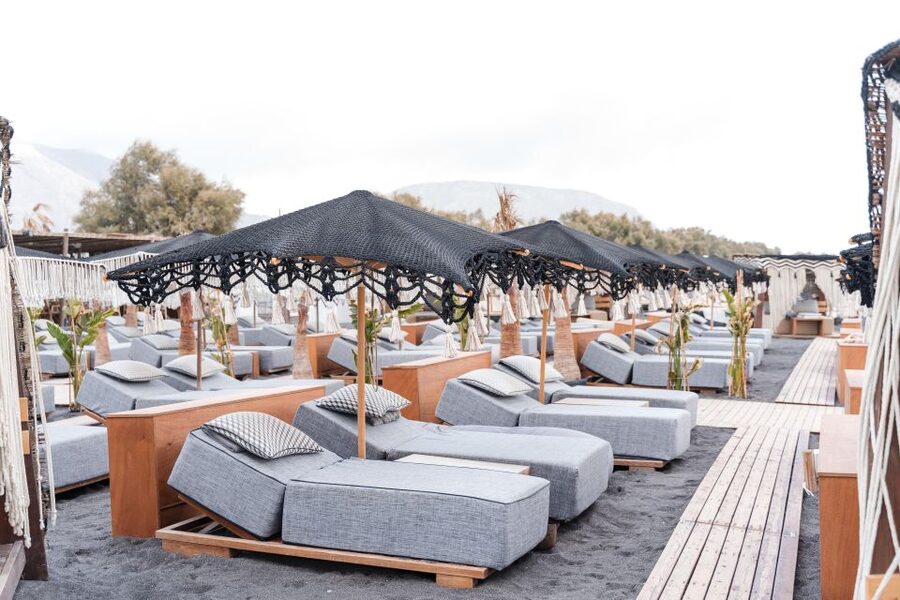 Perivolos Beach: Sun-Bed Experience FortyOne Bar Restaurant - The cabana choice for extra comfort