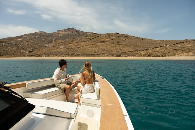 Private 5-Hour Cruise on Ultra Luxury Brand-New Yacht in Mykonos (Nevma) - Two hours at Elia with food and drinks
