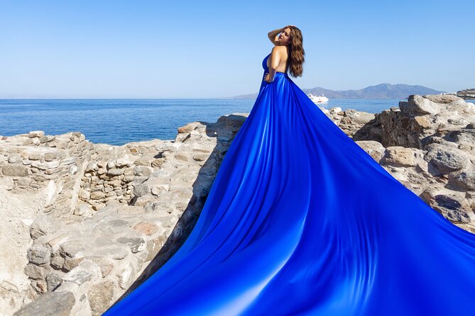 Private Flying Dress Photoshoot in Mikonos - The private fitting tent and the first photographs