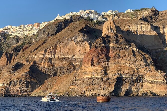 Private Luxury Santorini Catamaran Cruise with Port Pickup - Warm springs near Palea Kameni