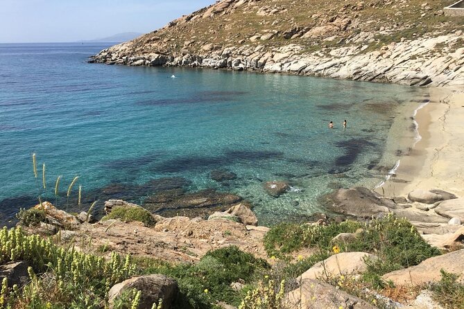Private Tour: 4 Hours Mykonos Island Tour - Like a Local - Agios Ioannis Beach: a quick look toward Delos