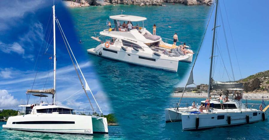 Rhodes: All-Inclusive Catamaran Cruise with Lunch and Drinks - A Greek buffet served at sea
