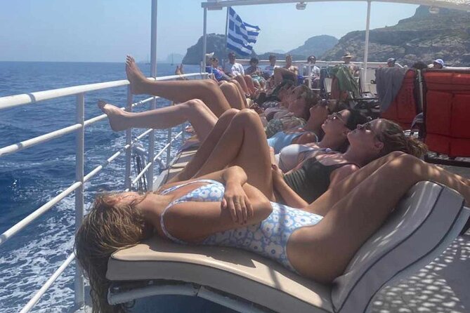 Rhodes Bay to Bay Swim Cruise-Greek Buffet w/wine included - Kallithea Springs and the strange red waters