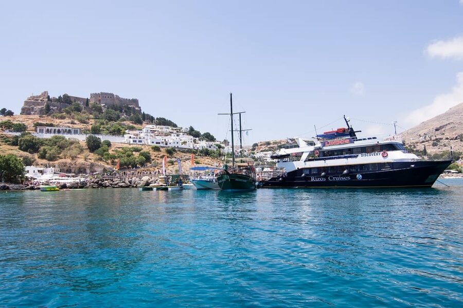 Rhodes: Lindos Cruise with 2 Swim Stops - A 30-minute swim at Anthony Quinn Bay
