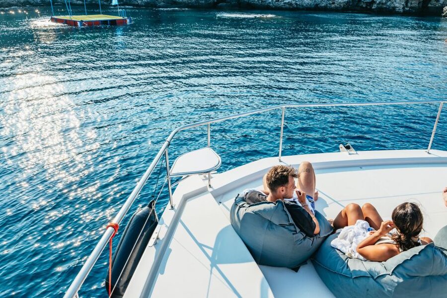 Rhodes: Sunset Catamaran Cruise with Dinner Buffet & Drinks - Swimming and Snorkeling at Kallithea Bay